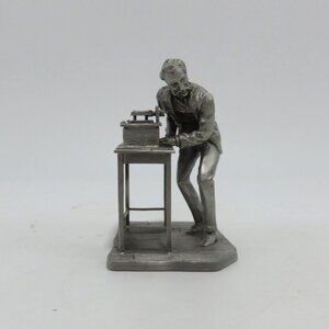Deutsches Museum Alexander Graham Bell Telephone Inventor Pewter Figure Vintage